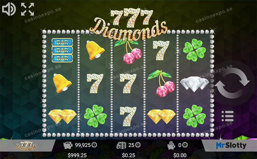777 Diamanter spelautomat från MrSlotty