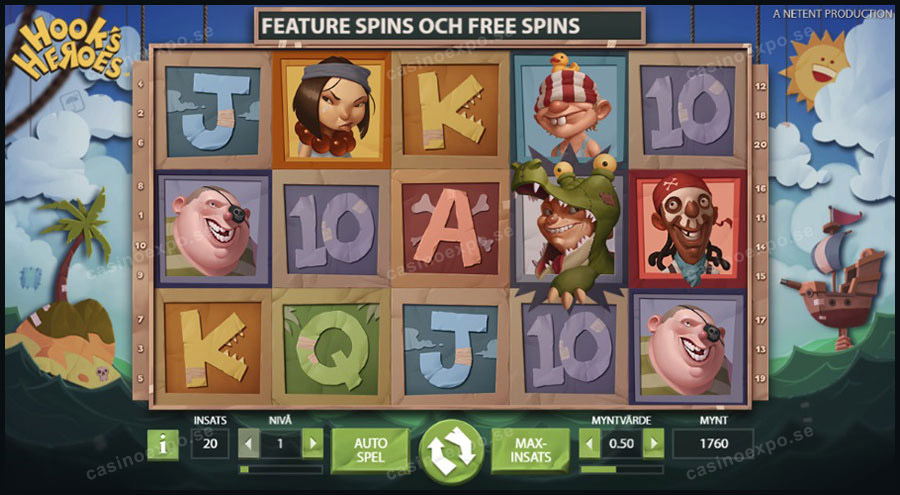 Hook’s Heroes slot från NetEnt med free spins, bonusspel och multiplikator