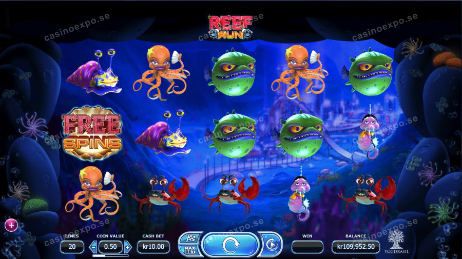 Reef Run slot från Yggdrasil kan ge dig stora vinster med free spins