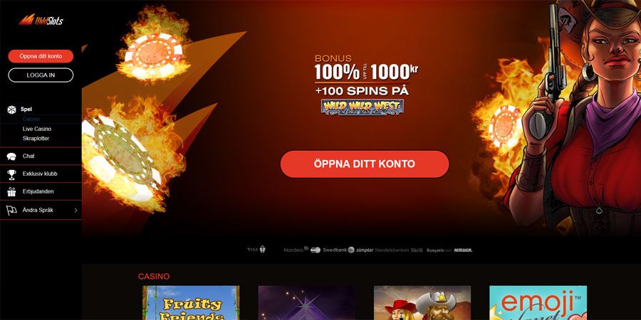 WildSlots casino ger dig 100% bonus upp till 1 000 kronor + 100 free spins
