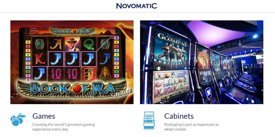 Novomatic är en spelutvecklare med spel som Book of Ra deluxe och Lucky Lady´s Charm deluxe