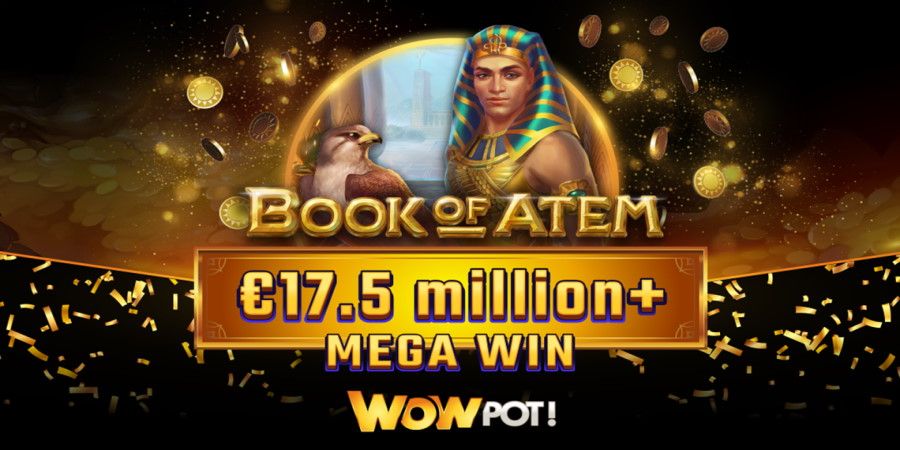 Spelare tog hem mega Win jackpott på över 175 miljoner kr i Book Of Atem WowPot