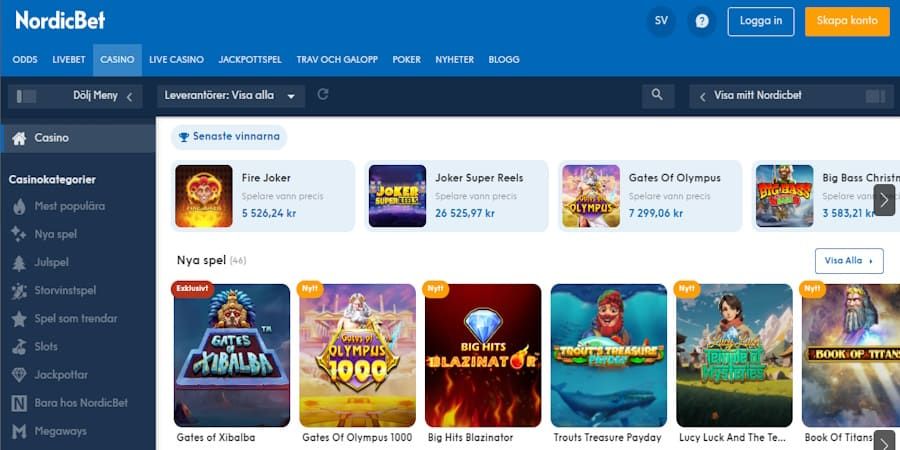Casino Online hos NordicBet - Få 100% bonus upp till 500 kr+ 100 freespins!