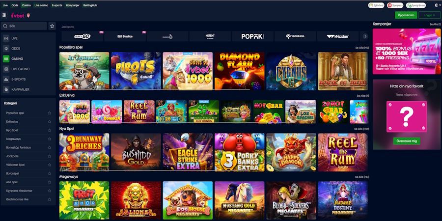VBET Casino med betting och slots