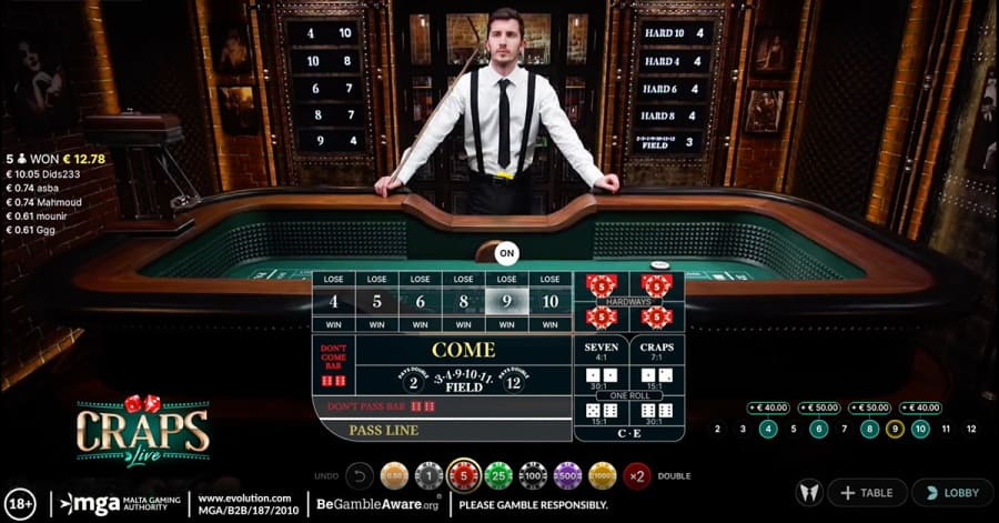 Craps i live casino