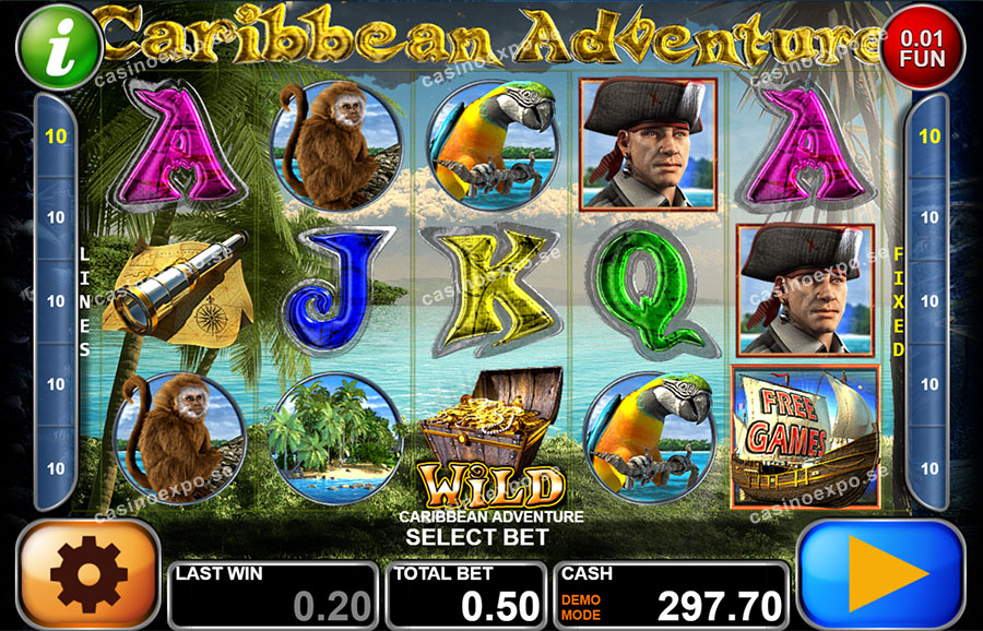 Caribbean Adventure, en exotisk spelautomat
