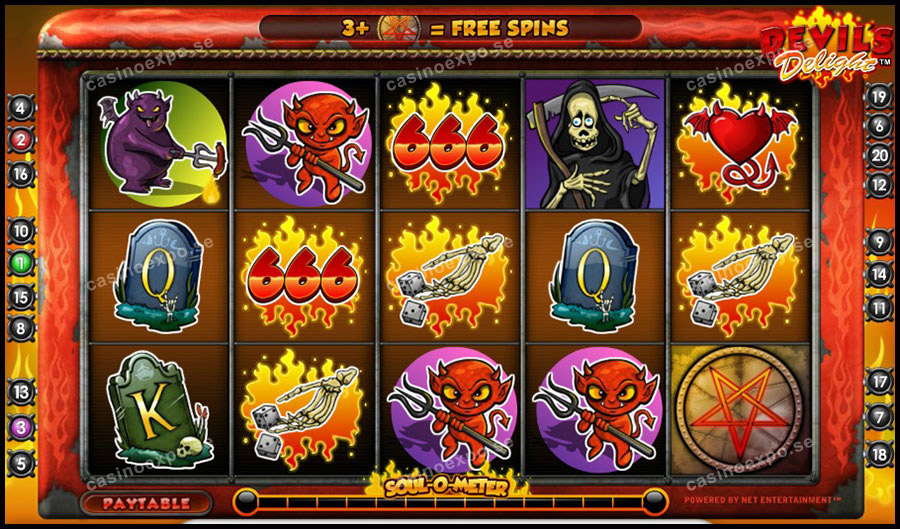 Devil's Delight slot game från NetEnt med free spins, bonusspel och wilds
