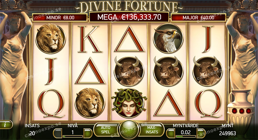 Divine Fortune med ett generöst utbud av bonusfunktioner.