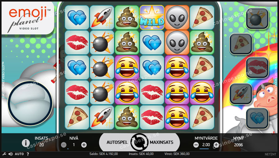 På Emoji Planet kan du vinna upp till 500 gånger din insats på bara ett snurr.