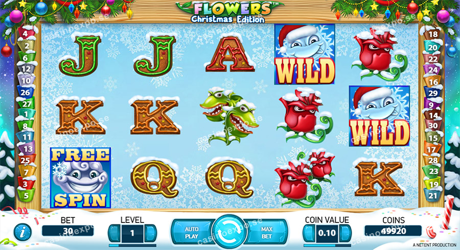 Flowers: Christmas Edition är en slot med 5 hjul och 30 vinstlinjer