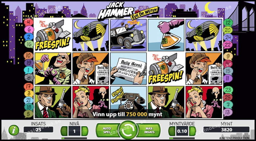 Jack Hammer slot game från NetEnt med free spins sticky wins och wilds