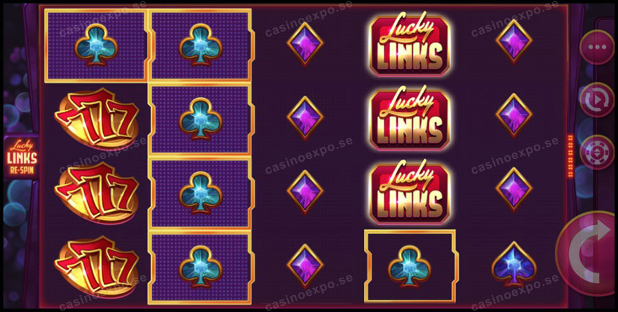 Lucky Links slot från Just For The Win med länkade symboler och re-spins