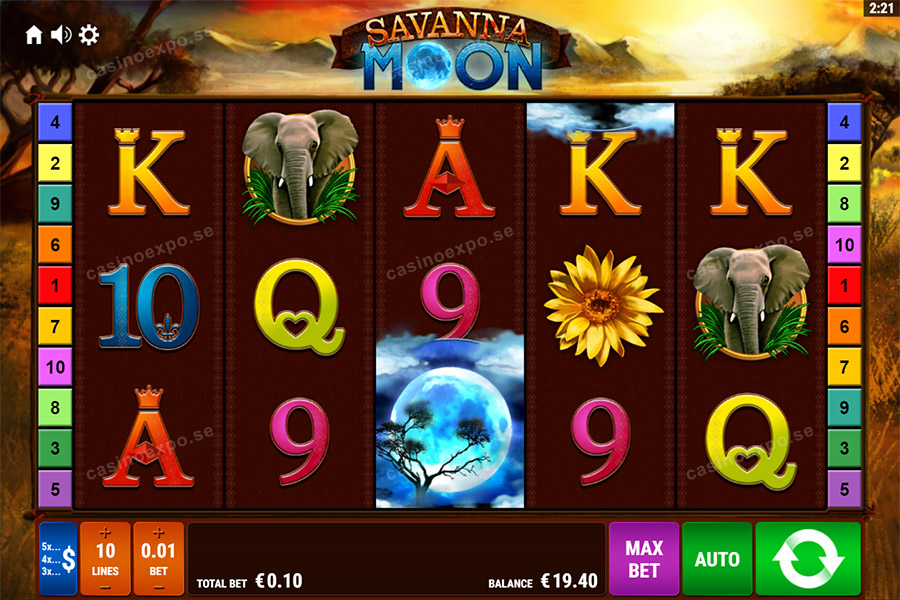 Savanna Moon videoslot från speltillverkaren Gamomat.