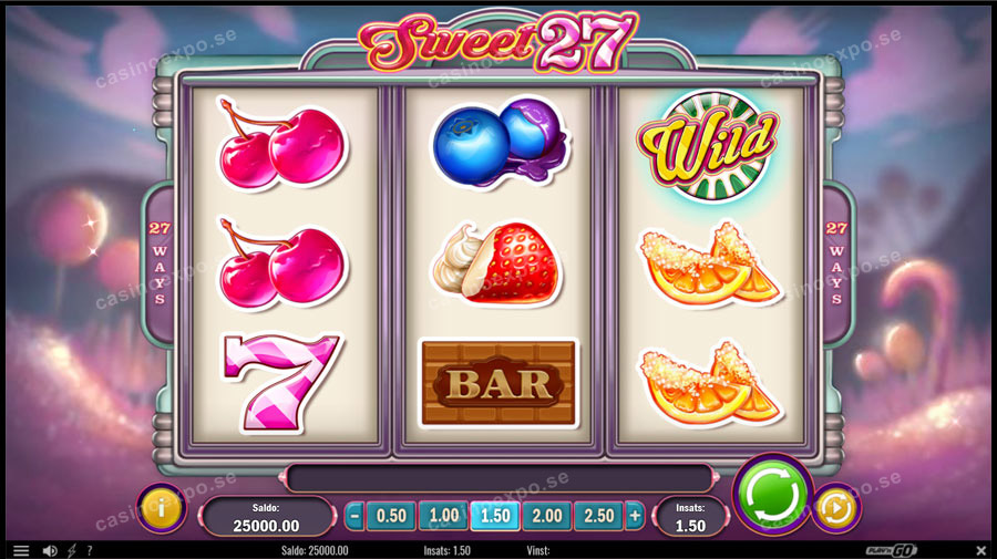 Sweet 27 slot från Play'n GO med rullande wilds, free spins, multiplikator och dubbelrunda